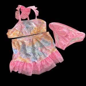 Wonder nation Mermaid Skirt Swimsuit Set 3 Piece baby Size 18m